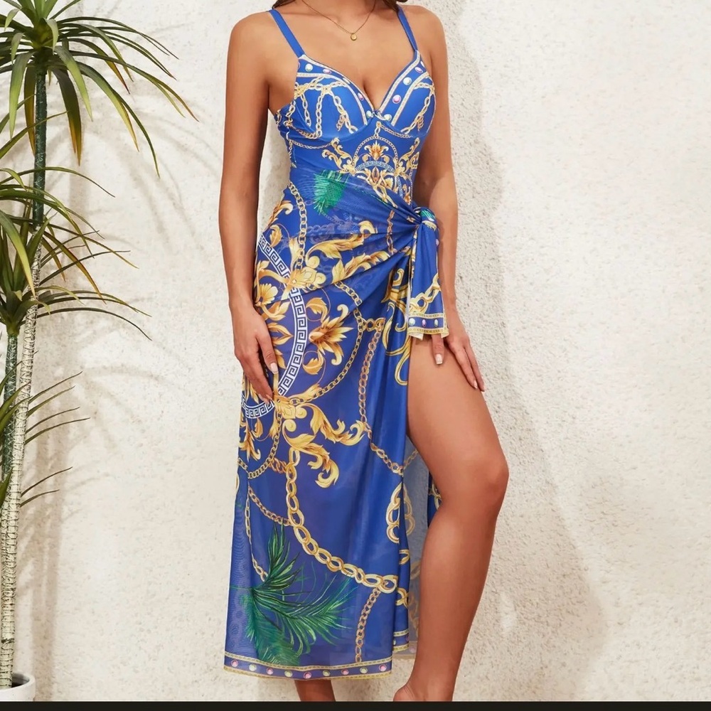 New Shein 2 Piece Swimwear Strapped Push UP One Piece Swimsuit - Picture 14 of 16